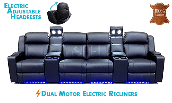 Blockbuster Dual Motor Electric Theatre Lounge in 100% Leather