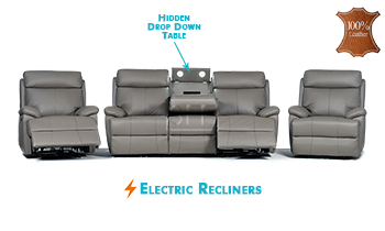 Jersey 5 Seater Lounge Suite in 100% Leather