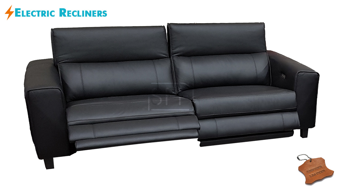 Keira Sofa with Electric Recliners in 100 Leather, Sydney Furniture