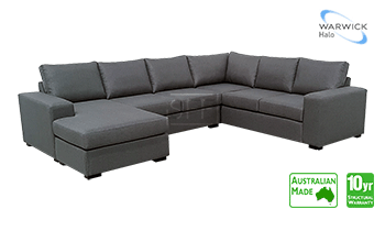 Morton Corner with Chaise in Oden Granite Fabric